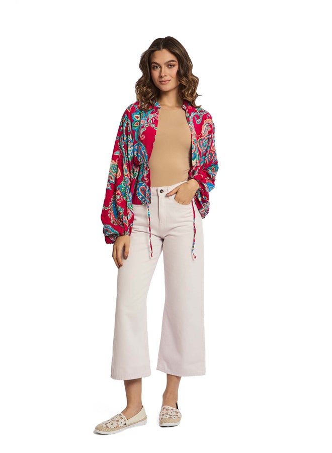 Premoda Fancy High Waisted Cropped Wide Leg Denim Jeans - Image 4